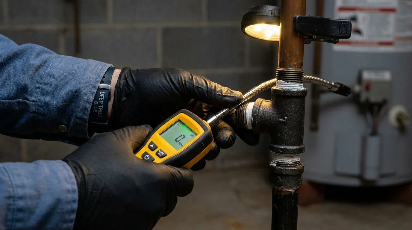 Gas leak detection with electronic sniffer by Johns Plumbing LLC in Humacao